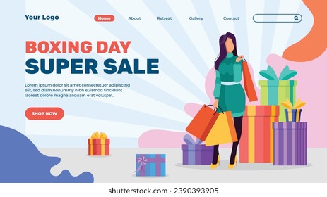 Boxing Day background. Boxing Day Sale. Boxing Day promotion design. December 26. Cartoon Vector illustration Template for Poster, Banner, Flyer, Card, post. Lowest price, Promo, Best deal.