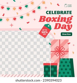 Boxing Day background. Boxing Day Sale. Boxing Day promotion design. December 26. Cartoon Vector illustration Template for Poster, Banner, Flyer, Card, post. Lowest price, Promo, Best deal.