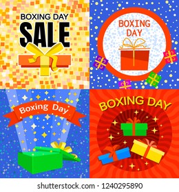 Boxing Day banner set. Flat illustration of Boxing Day vector banner set for web design