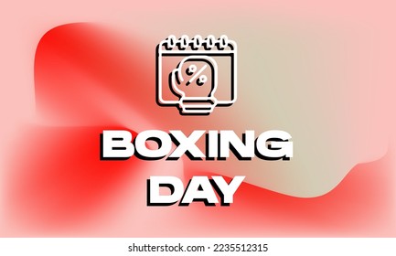Boxing day card invitation with gradient red bacground. Vector Illustration. For poster, banner, social medi