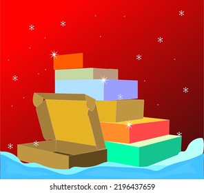 boxing day, colorful box, can be edited and added with various other ornaments