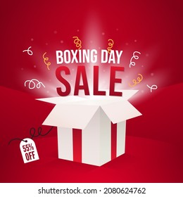 Boxing Day December 26th With White Gift Box Illustration On Isolated Red Gradient Background Design