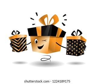 Boxing day design with cartoon boxes. Vector illustration for banner poster and flyer. Boxing day greeting card in flat design.