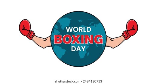 Boxing day design with globe and boxing arms, Boxing gloves, Sport