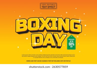 Boxing Day Editable Vector 3D Text Effect – Playful and Modern Typography Cartoon Style for Poster, Branding, Social Media
