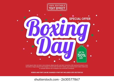 Boxing Day Editable Vector 3D Text Effect – Playful and Modern Typography Cartoon Style for Poster, Branding, Social Media