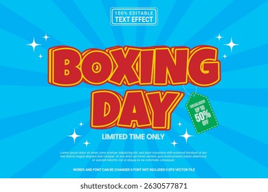 Boxing Day Editable Vector 3D Text Effect – Playful and Modern Typography Cartoon Style for Poster, Branding, Social Media