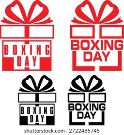 Caja de regalo del día de boxeo Logotipo del Vector
