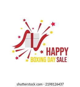 Boxing day graphic design vector image. Boxing day vector illustration.Typography combined in a shape of ribbon and text with paper art and craft style