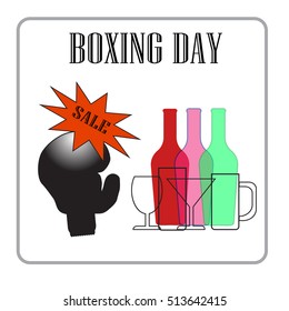 Boxing day, a holiday celebrated on the day following Christmas Day, drinking and variety of beverage , sign and card design concept, vector