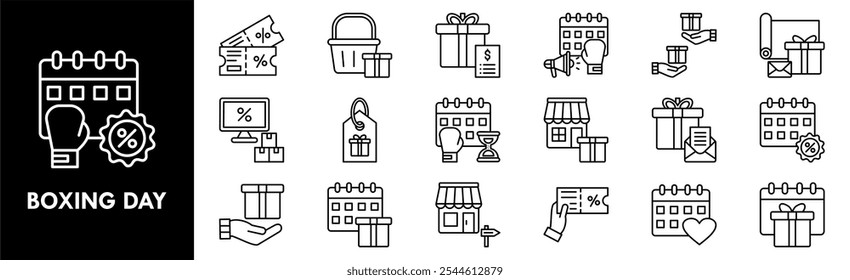 Boxing Day icon collection set. Containing design box, gift, present, background, boxing day, holiday
