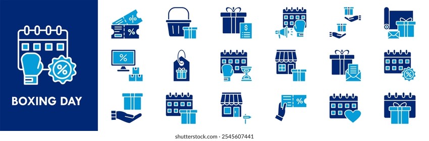 Boxing Day icon collection set. Containing design box, gift, present, background, boxing day, holiday
