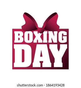 boxing day, inscription with red bow christmas seasonal offer vector illustration
