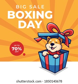 Boxing day instagram post template with corgi dog