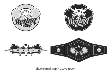 Boxing day logo set, menu, drink, boxing gloves