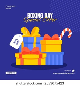 Boxing Day Offer Illustration with Hand Drawn Background Templates Illustration