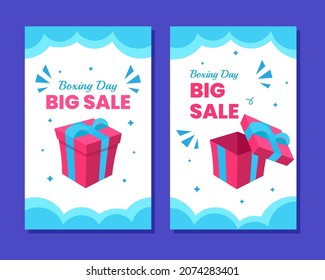 Boxing day poster design template. Boxing day poster sale for social media post.
