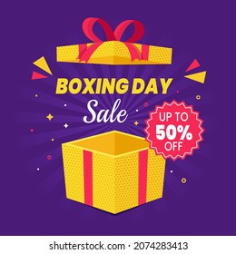 Boxing day poster design template. Boxing day poster sale for social media post.