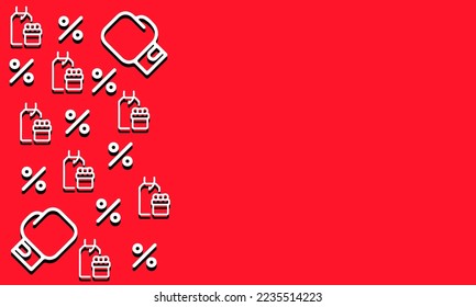 boxing day red background with boxing, price tag and discount. Vector Illustration with place for your text