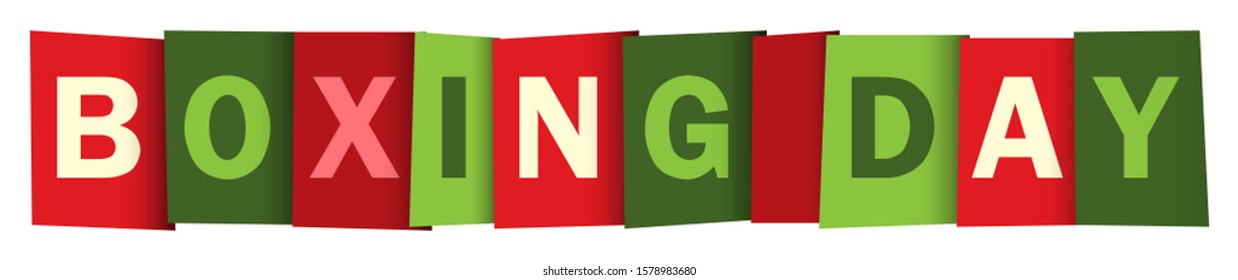 BOXING DAY red and green seasonal vector typography banner