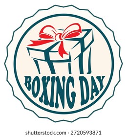 Etiqueta engomada redonda del día de boxeo, Ilustración vectorial