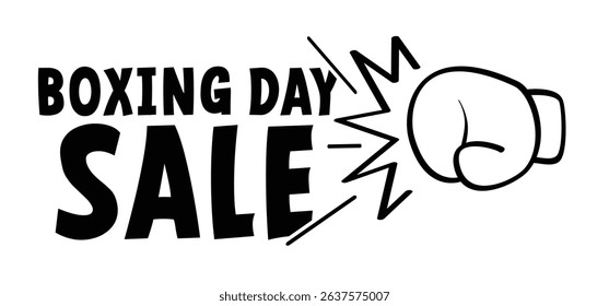 Boxing day sale. Boxing Day. Day after Christmas Day. December 26th, when gifts are given. Box gloves. Boxing gloves icon. Cartoon line hands. A pair of boxing gloves. Surprise idea.