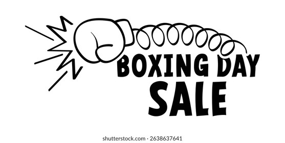 Boxing day sale. Boxing Day. Day after Christmas Day. December 26th, when gifts are given. Box gloves. Boxing gloves icon. Cartoon line hands. A pair of boxing gloves. Surprise idea.