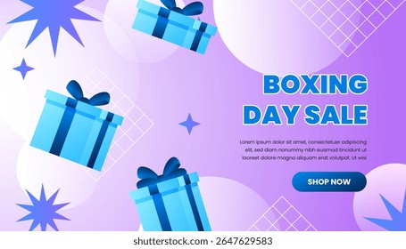 Boxing Day Sale Background Graphic with Gifts and Decoration