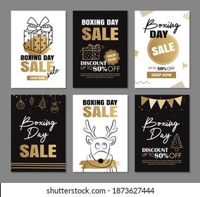 Boxing day sale banner design with gold luxury decoration templates. Use for flyer, ads, posters, tag, banner.