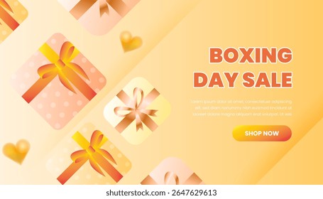 Boxing Day Sale Banner Design with Gift Boxes