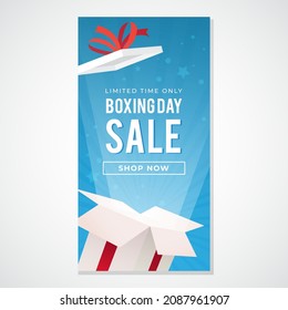 Boxing Day Sale Banner-Illustration auf abstraktem Farbverlauf-Hintergrund-Design. Happy Boxing Say 26. Dezember