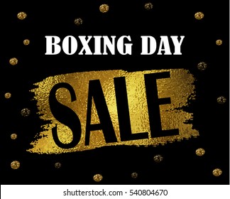 Boxing Day Sale Banner With On Black With Foil