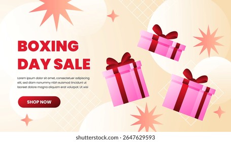 Boxing day sale banner template gift boxes graphic design