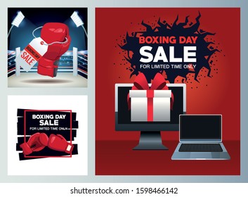 boxing day sale bundle of posters vector illustration design