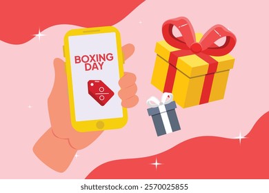 Boxing Day Sale Concept. Colored flat vector illustration isolated.