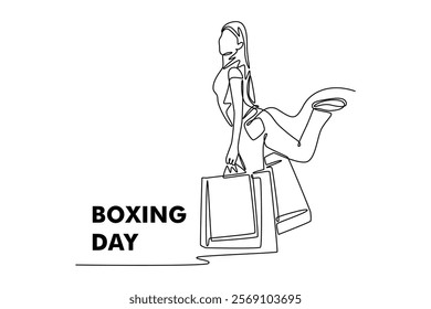 Boxing Day Sale Concept. Single line draw design vector graphic illustration.
