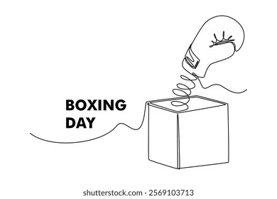 Boxing Day Sale Concept. Single line draw design vector graphic illustration.