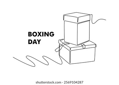 Boxing Day Sale Concept. Single line draw design vector graphic illustration.