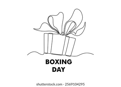 Boxing Day Sale Concept. Single line draw design vector graphic illustration.
