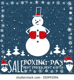 Boxing day sale design. Invitation card, festive background