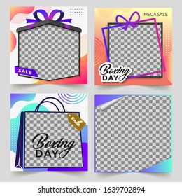 Boxing Day sale editable template for social networking stories and messages. Framework for a photo. Background design for social networks.

