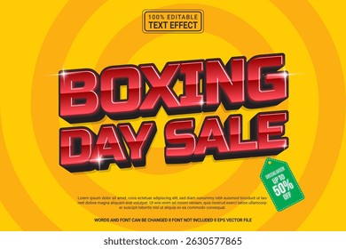 Boxing Day Sale Editable Vector 3D Text Effect – Playful and Modern Typography Cartoon Style for Poster, Branding, Social Media