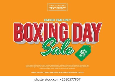 Boxing Day Sale Editable Vector 3D Text Effect – Playful and Modern Typography Cartoon Style for Poster, Branding, Social Media