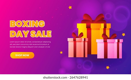 Boxing Day Sale Gift Boxes Background Festive Advertisement Template