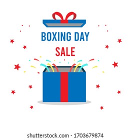 Boxing day sale out from the box blue and green white gradient background