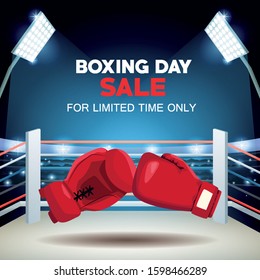 boxing day sale poster with gloves vector illustration design