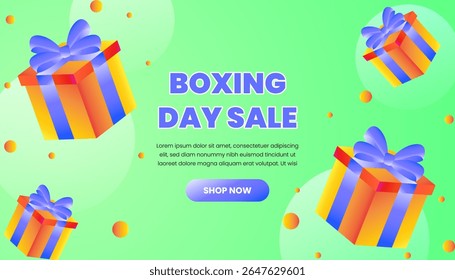 Boxing day sale promotion with colorful gift boxes illustration
