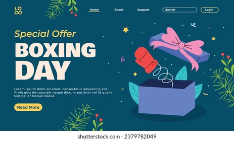 Boxing Day Sale. Boxing Day promotion design. Boxing Day background. December 26. Cartoon Vector illustration Template for Poster, Banner, Flyer, Card, post. Lowest price, Promo, Best deal.