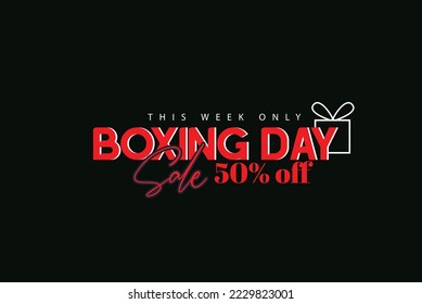 Boxing Day Sale with red, black Background, Banner, Poster or Flyer Design 