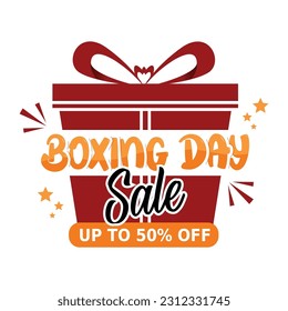 Boxing day sale shopping concept. Template for background, banner, card, poster with text inscription